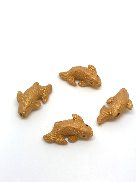 Golden Koi Fish Bead Handmade Ceramic