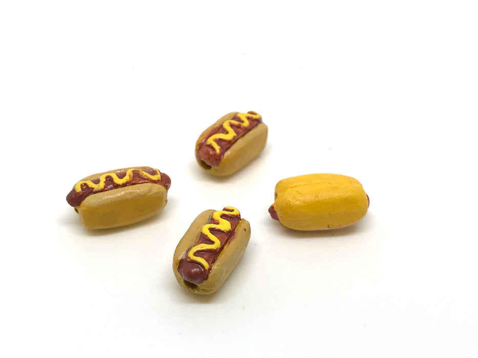 Hotdog Bead Handmade Ceramic