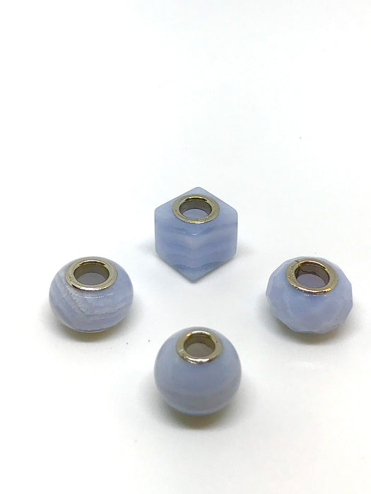 Blue Lace Agate Sterling Core Bead