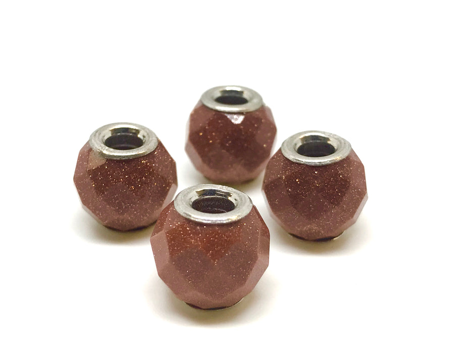 Goldstone Faceted Sterling Core Bead