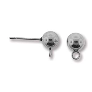 STAINLESS STEEL EARRING BALL WITH POST 6MM  - 10 PACK