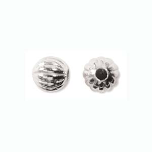6MM ROUND FLUTED BEAD SILVER PLATE 30pcs