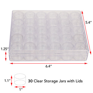 Bead Organizer - CLEAR BOX W/30 CONTAINERS 1IN JAR-6.4X5.4X1.25 IN