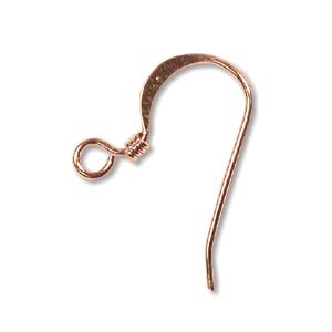 HOOK EAR WIRE 18MM W COIL COPPER PLATE 10 pairs