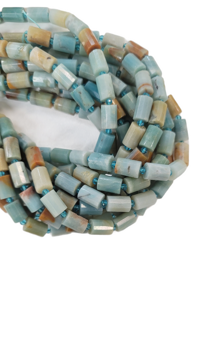 10x14mm Amazonite Faceted Cylinder Bead Strand 15.5"