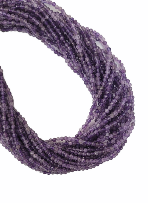 AMETHYST 4mm Microfaceted Bead Strand 16"