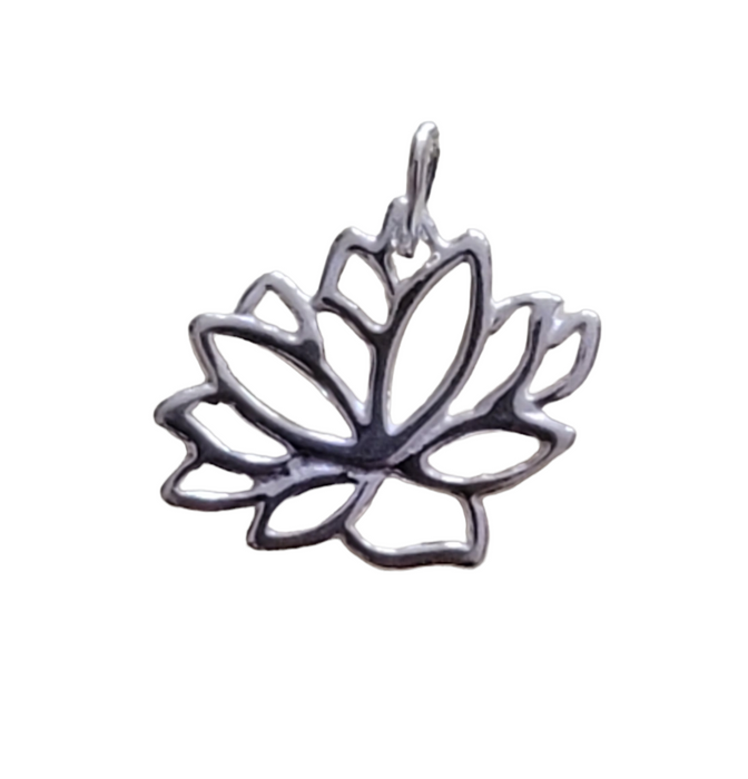 Sterling Silver, flat lotus flower charm