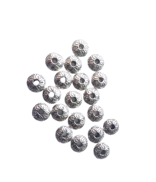 pewter flat spacer bead with leaves