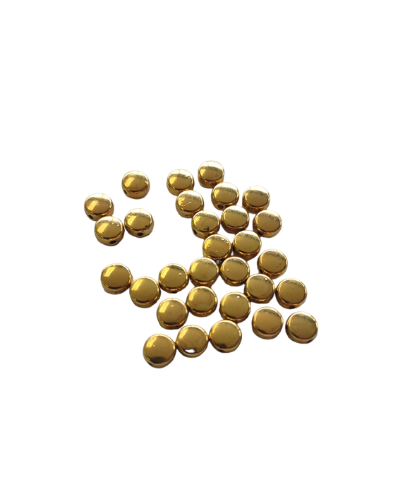 4mm round gold flat bead