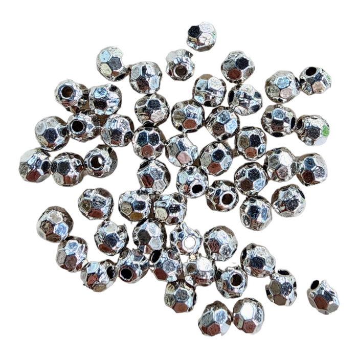 5mm faceted round silver pewter beads