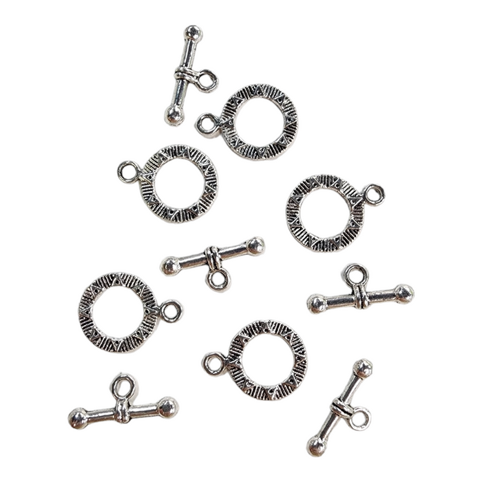 Pewter Toggle Clasps tribal triangle design 5 sets per bag