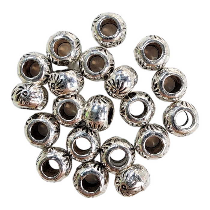 6mm pewter big hole bead with sun design
