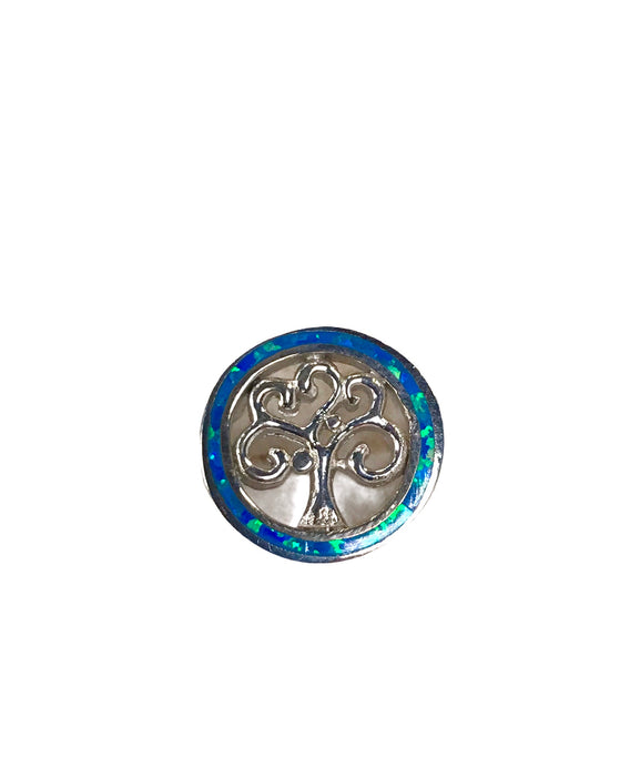Blue Opal Tree of Life Sterling Silver Ring