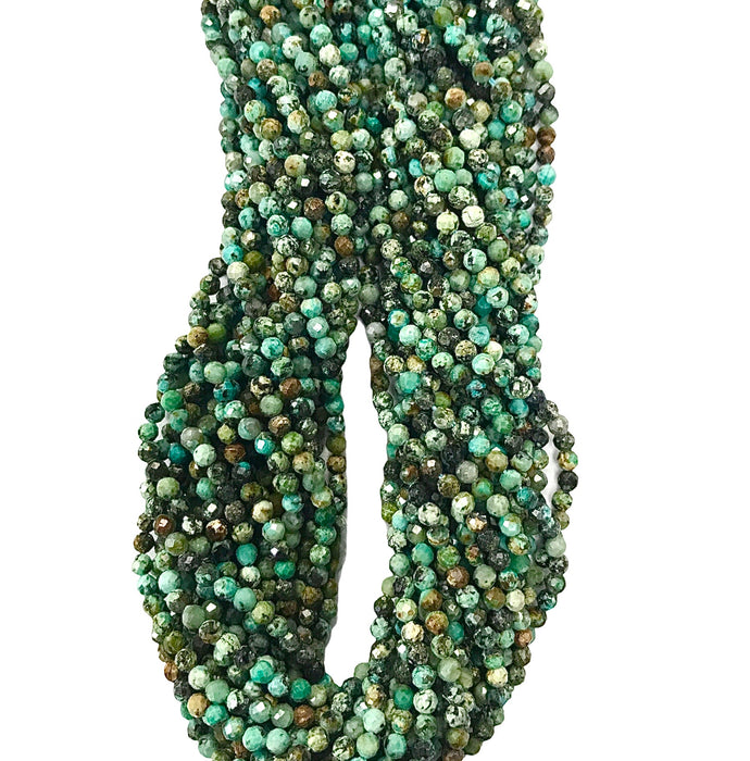 3mm Microfaceted Natural Turquoise Bead Strand 16"