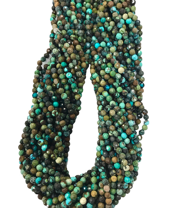 4mm Microfaceted Natural Turquoise Bead Strand 16"