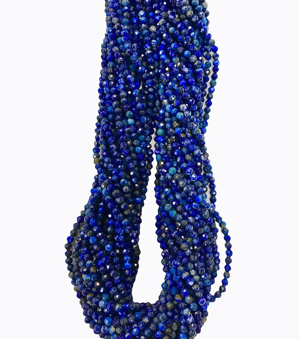 3mm Microfaceted Lapis Lazuli Bead Strand 16"