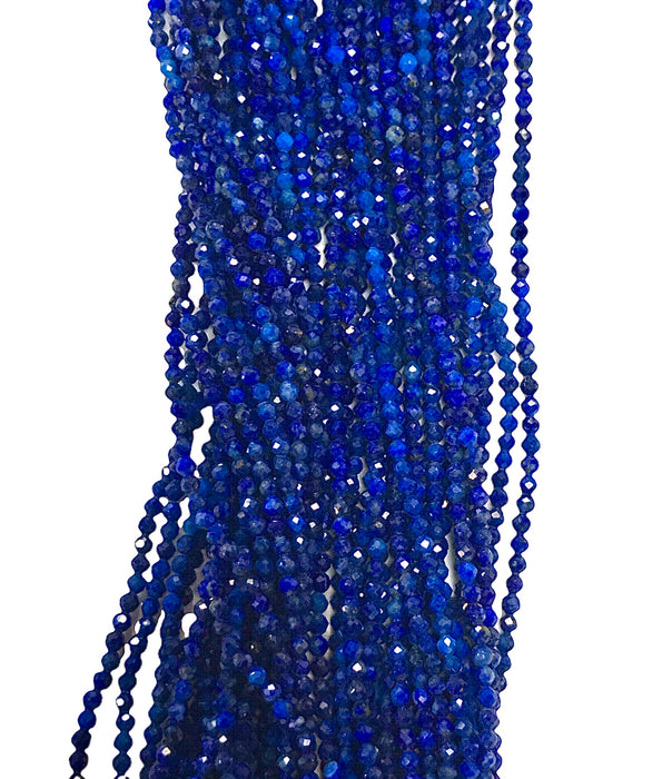 LAPIS LAZULI 2mm Microfaceted Bead Strand 16"