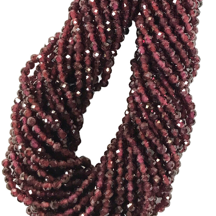 4mm Microfaceted Red Garnet Bead Strand 16"