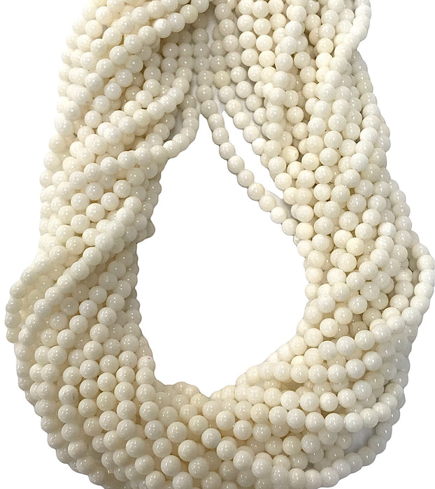 4mm White Coral Round Strand Polished