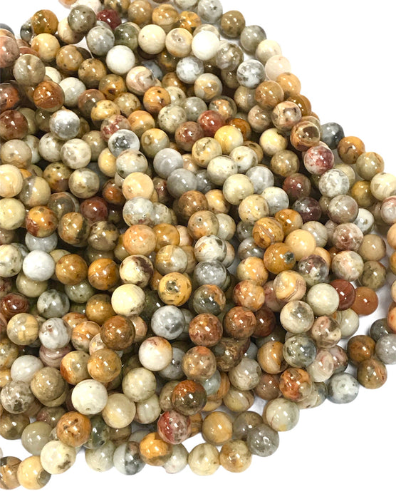 8mm Crazy Lace Agate Round 15.5" Strand Polished