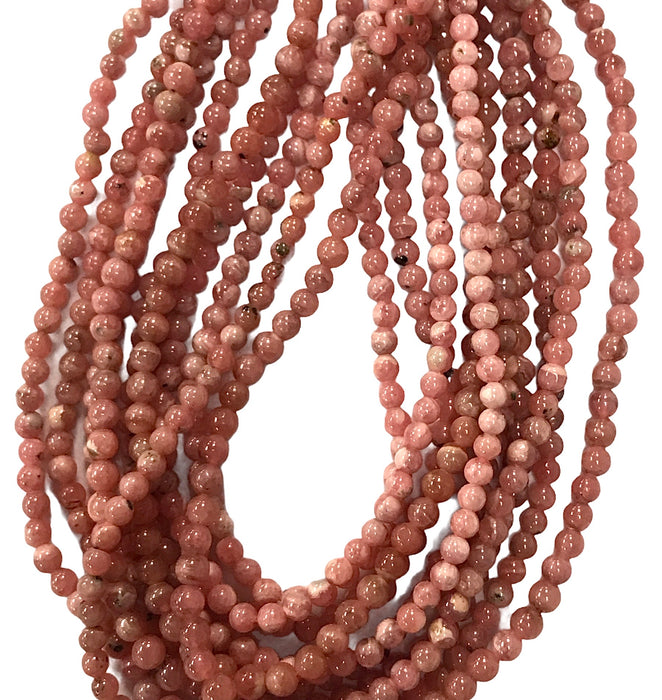 4mm Rhodochrosite Round 16" Strand Polished