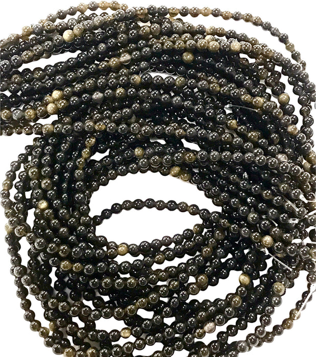 4mm Golden Obsidian Round 15.5" Strand Polished