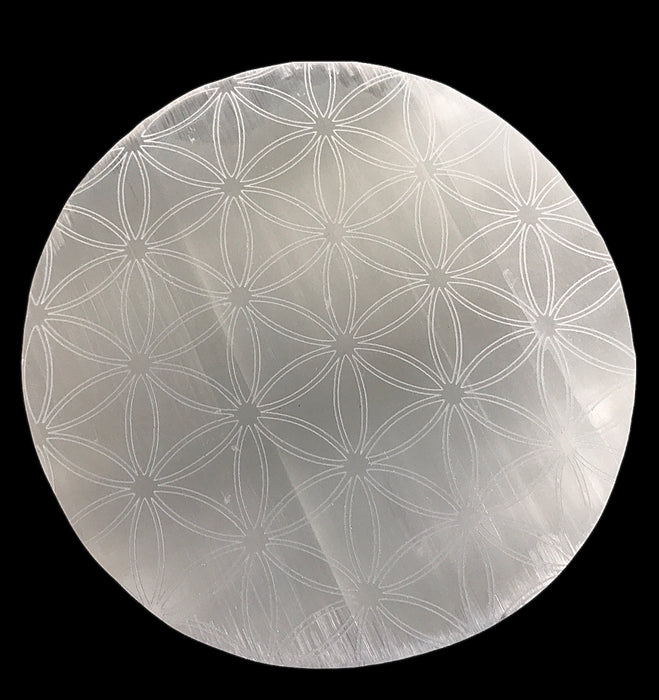Flower of Life Selenite Charging Crystal Grid Plate