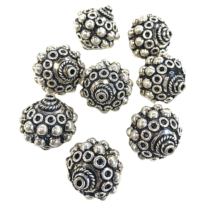 Sterling Silver 16mm Detailed Round Bali Bead