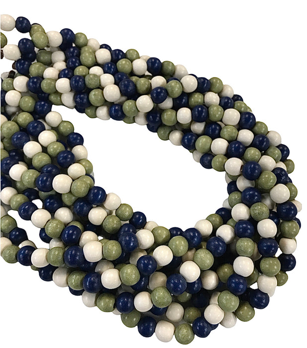 8mm Tri-Colour Round Wood Beads 16" Strand