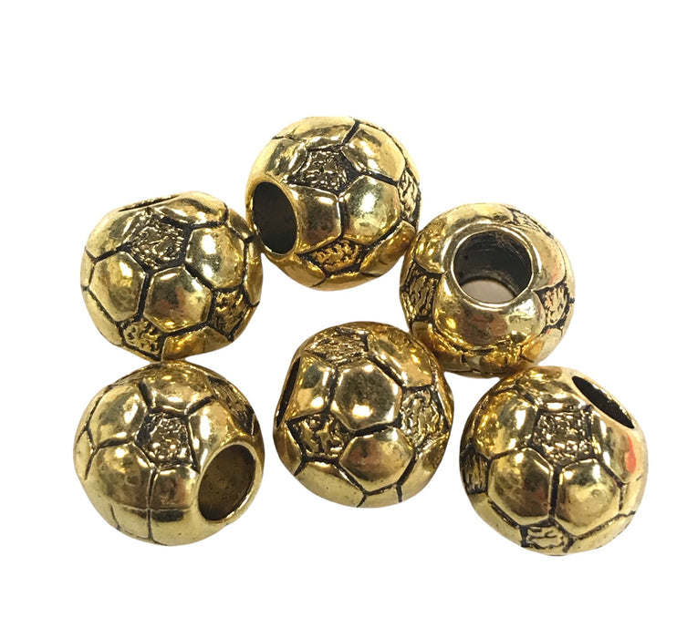 Pewter Gold Plated Soccer Ball Beads