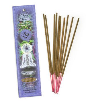 Incense Sticks Ajna Chakra : Jasmine and Tulasi 10 sticks Concentration and Intuition