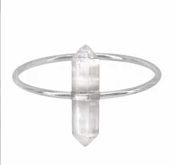 Double terminated Crystal Point Ring Sterling Silver