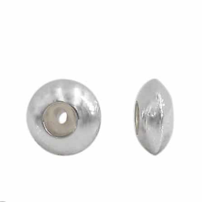 Sterling silver rondelle bead with silicone stopper centre, 7.5x4mm frame