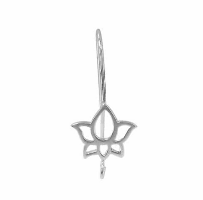 Sterling Silver, 11x11mm lotus flower earring wire (1 Pair)