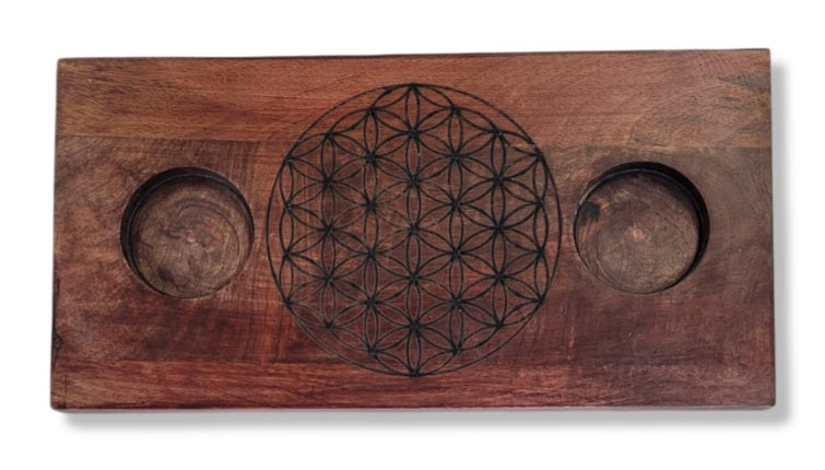 Flower of Life Wooden Crystal Grid