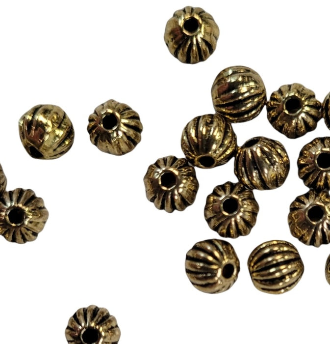 Gold Pewter Round Pattern Bead