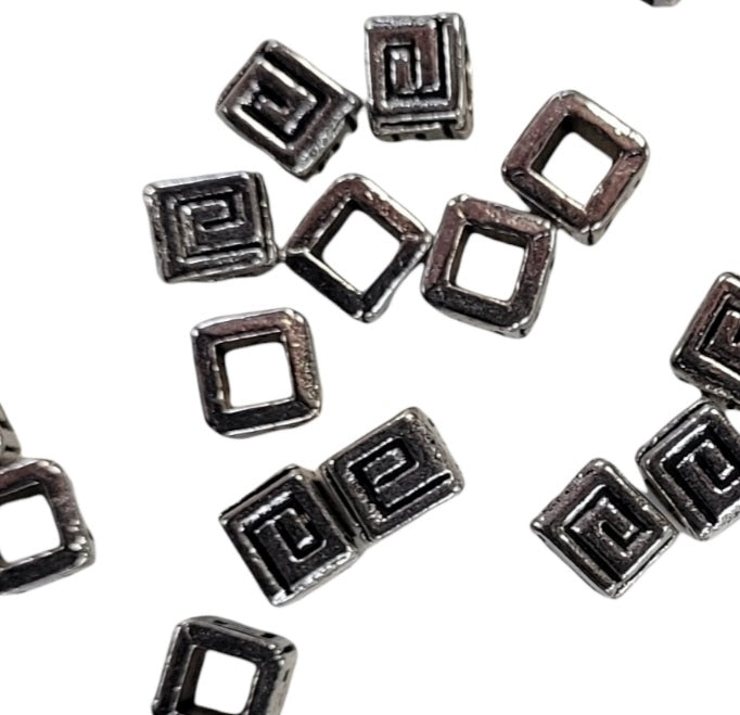 4mm Pewter 'E' Cube Bead