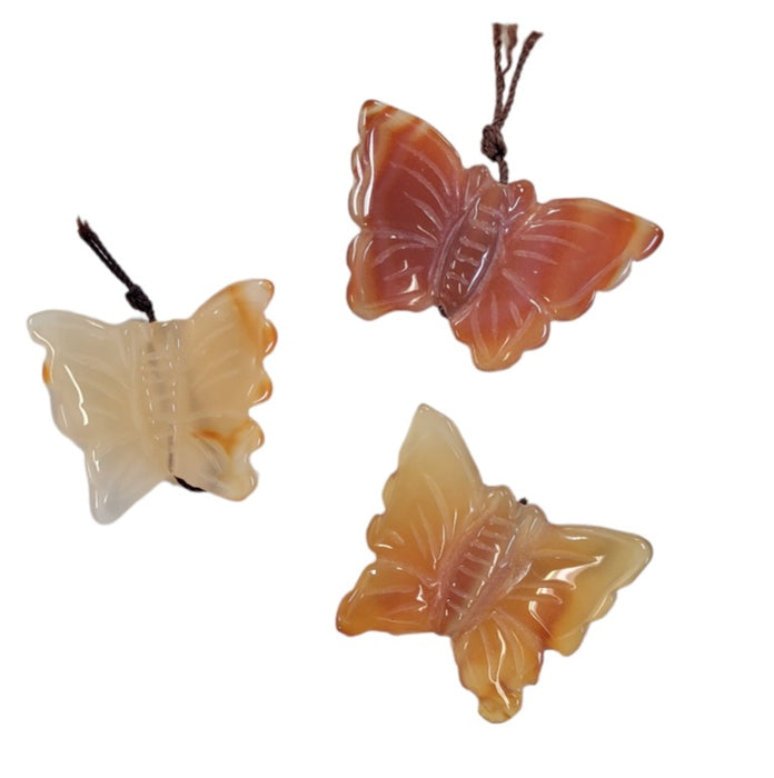 Carnelian Carved Butterfly Pendant