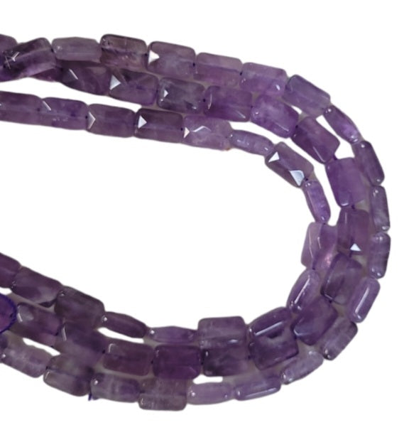 12mm Natural Amethyst Faceted Rectangle Beads