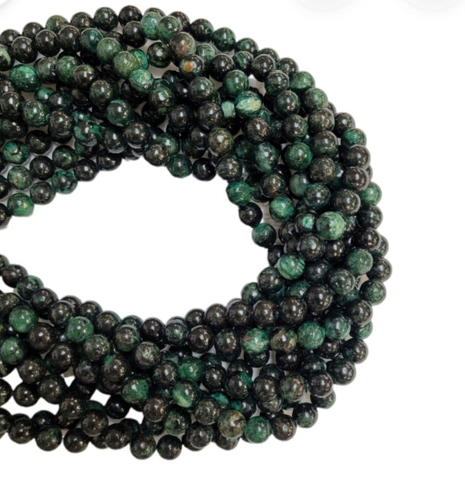 6mm Muscovite in Fuchsite Gemstone Bead Strand