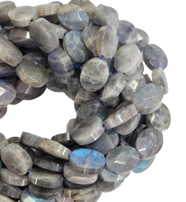 Faceted Labradorite Oval Beads 16x12mm