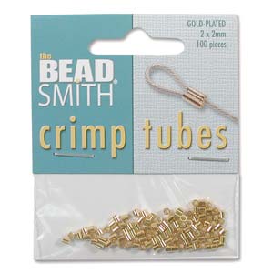 2x2mm Crimp Tubes 100pc Gold Plated