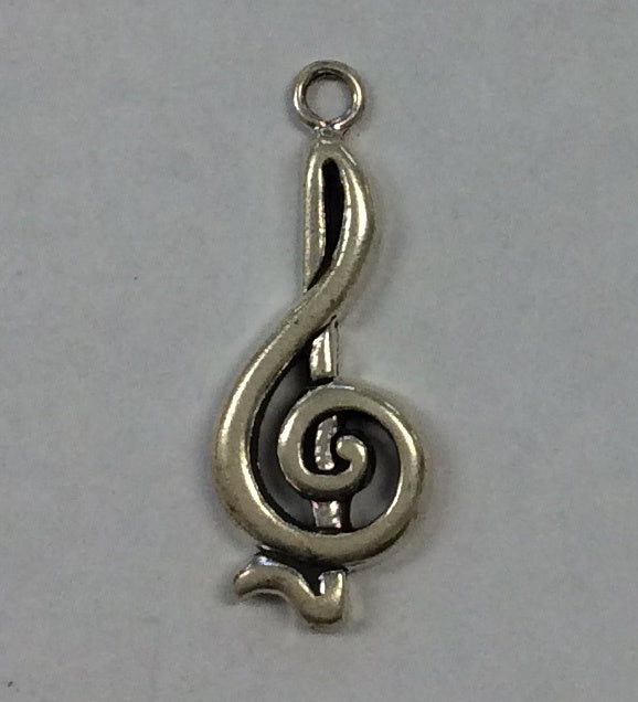 Sterling Silver Charm, Treble Clef Large