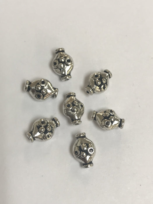 Pewter Spacer Beads Detailed Flat oval