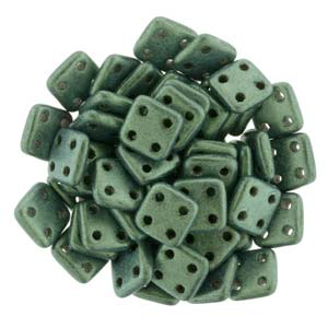 Quadratile Beads 4 Hole Metallic Suede Lt. Green 6.5grm