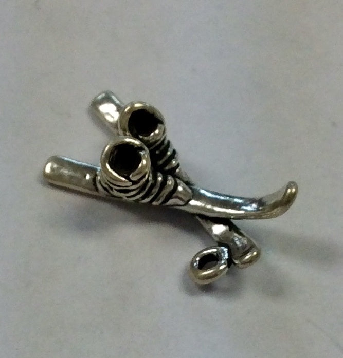 Sterling Silver Charm, Skis and Boots 3D