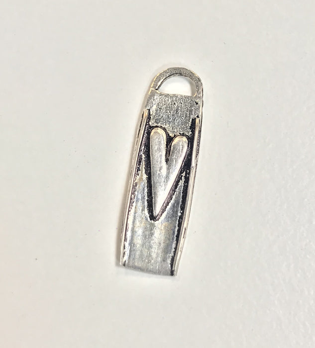 Sterling Silver Charm, Heart Tag
