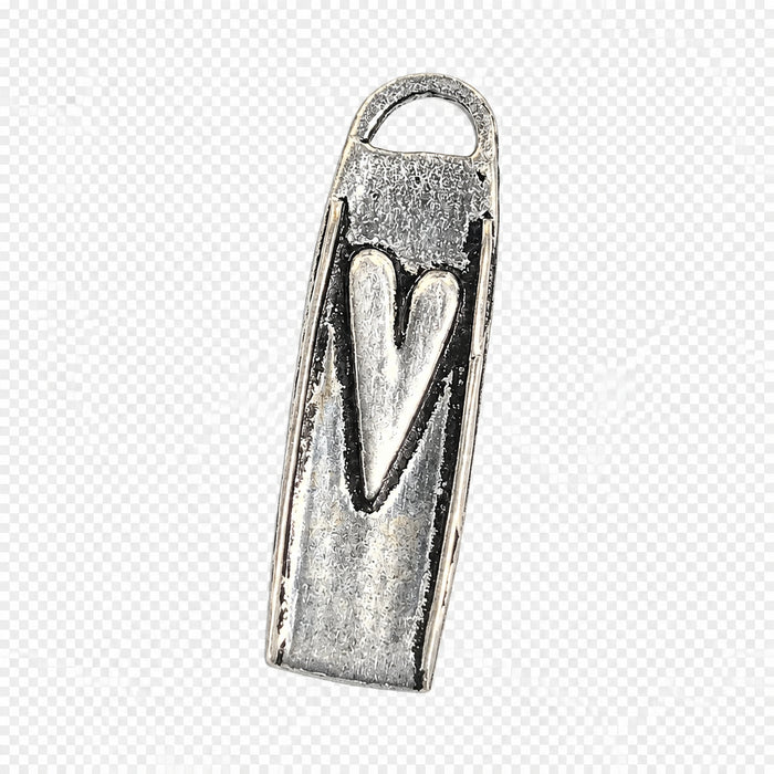 Sterling Silver Charm, Heart Tag