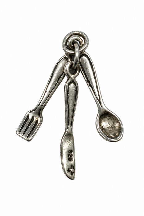 Sterling Silver Charm, Utensils 3D