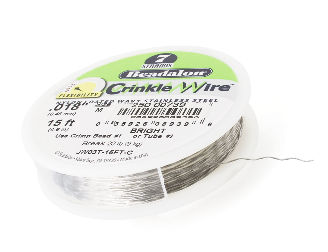 Beadalon Crinkle Wire  .46mm 4.6meter Rhodium colour
